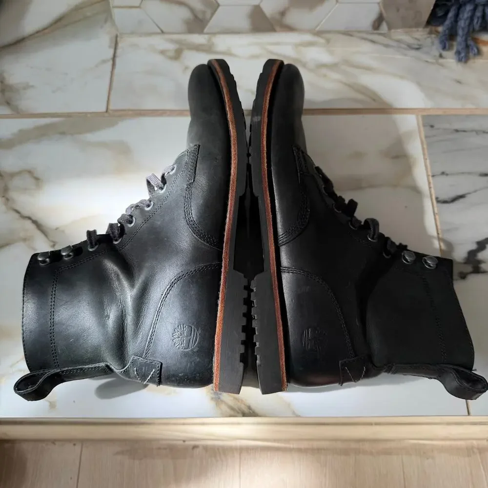 Timberland Men's Kendrick Black‎ Leather Chukka Boots Size 8 Side Zip Waterproof